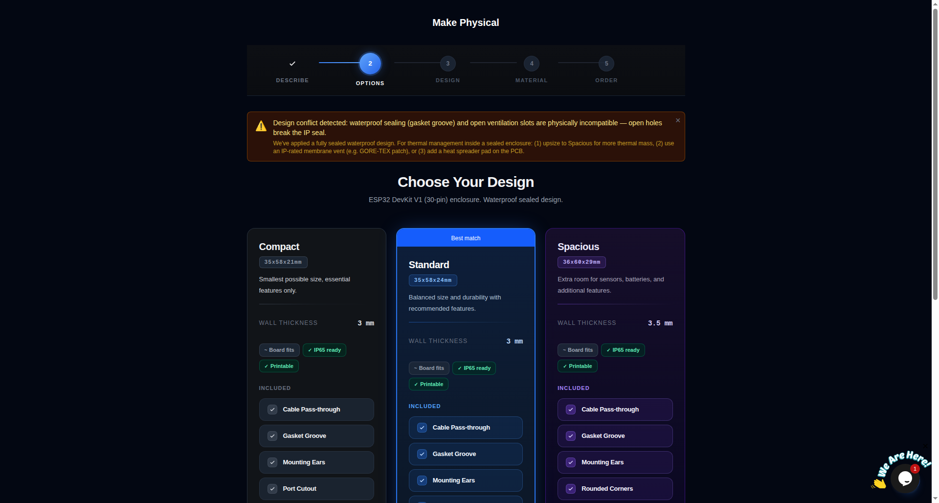 AI generates 3 design options